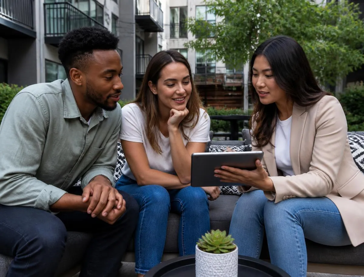 Locator helping a relocating client compare Austin apartment communities