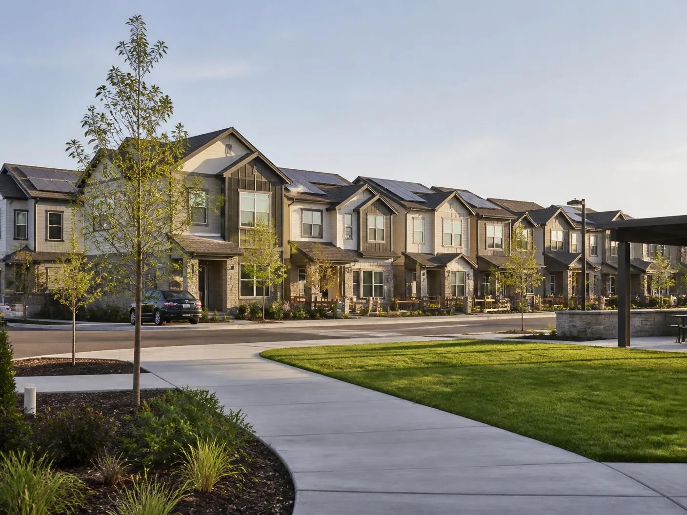 Manor neighborhood with modern apartments