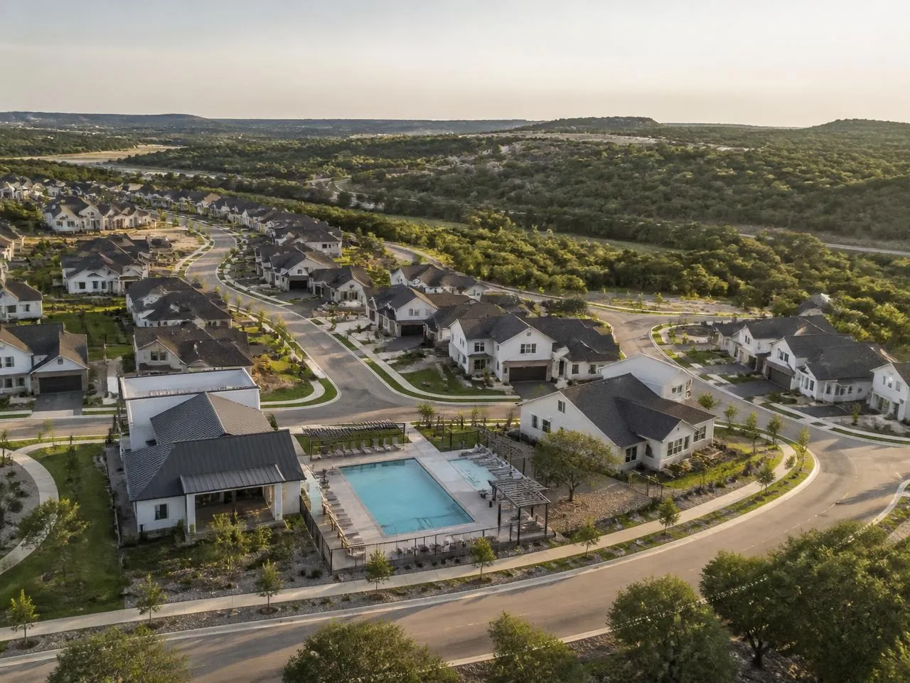 Liberty Hill neighborhood with modern apartments