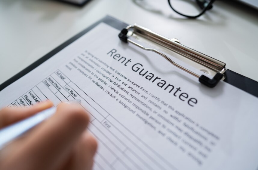 A renter completing a rent guarantee application