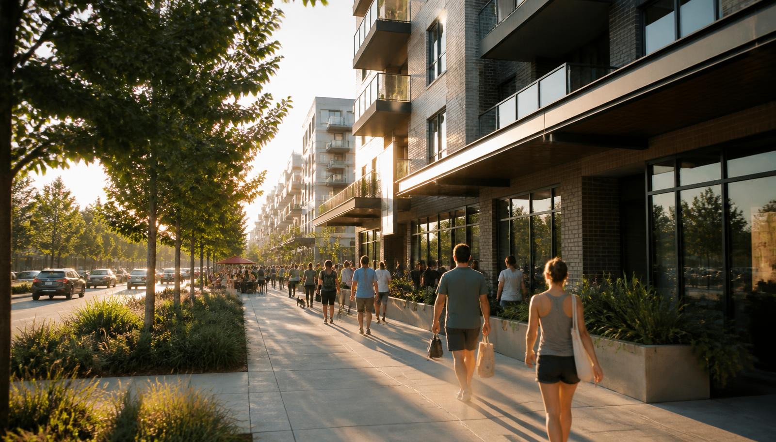 Shops and apartments at the Domain in North Austin